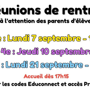 Réunions de rentrée parents d'élèves